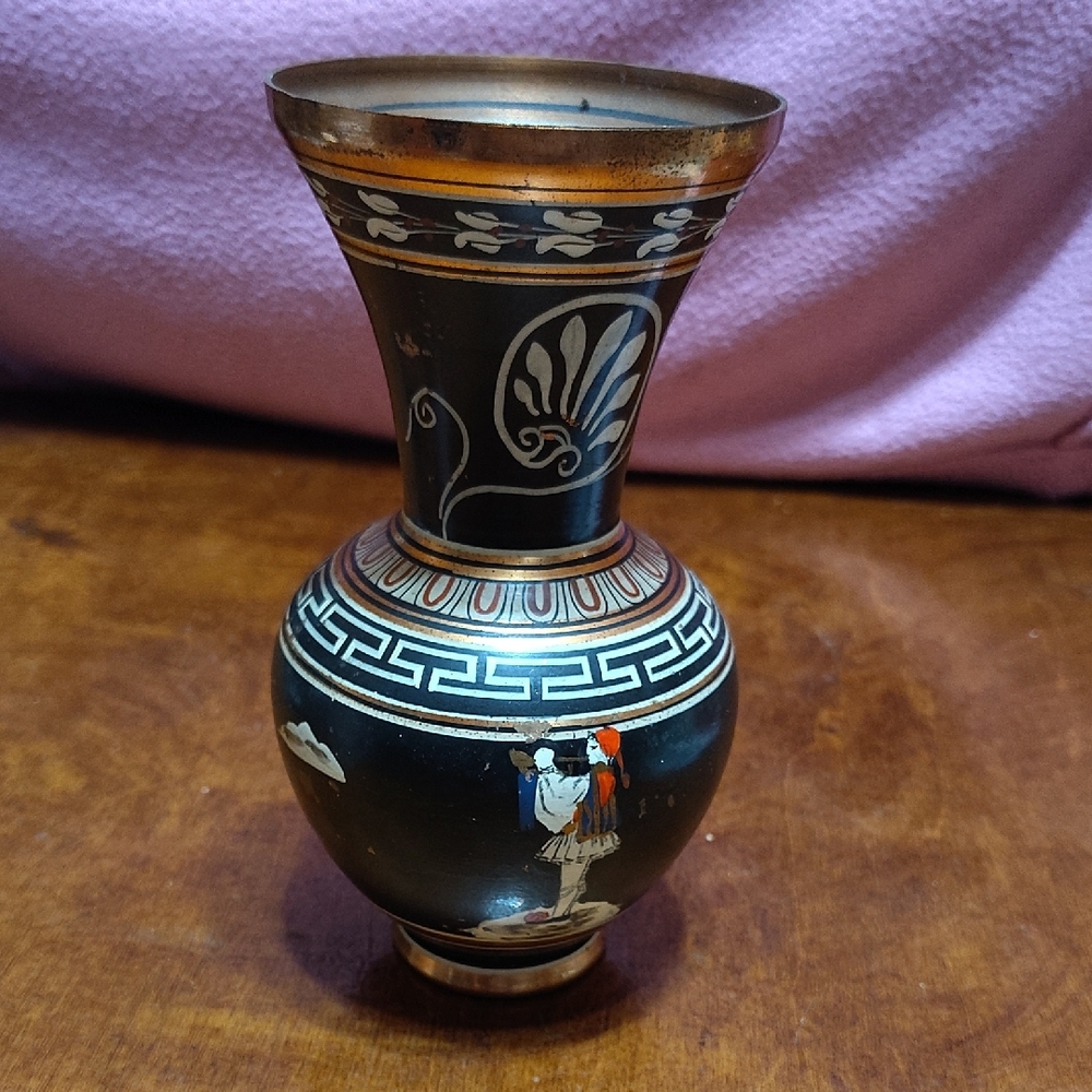 Decorative Black and Gold Greek-Style Vase